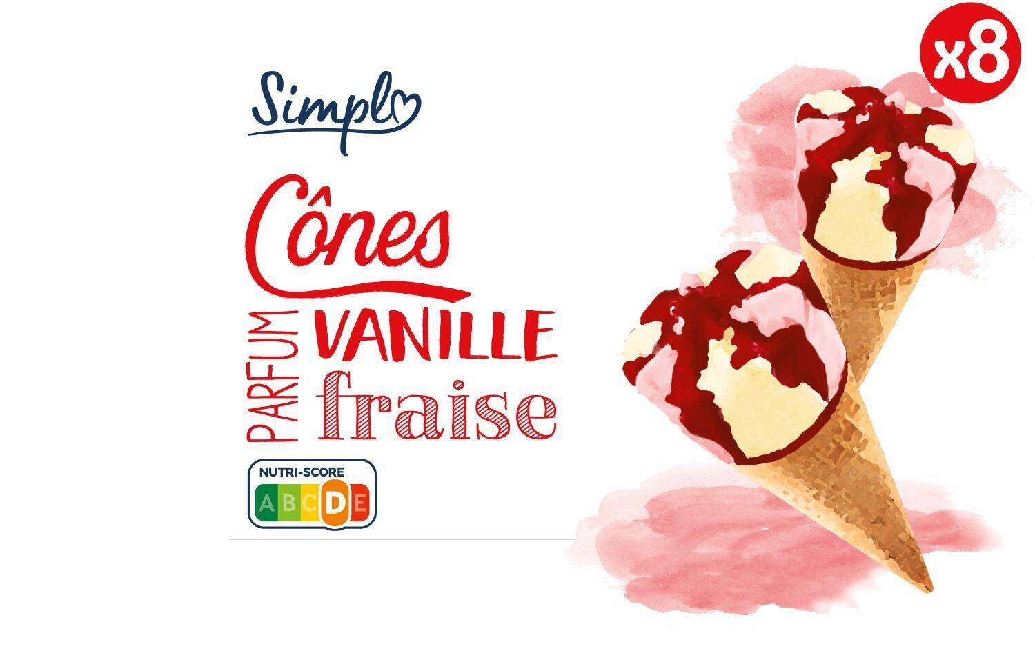 Simpl - Glaces cônes (vanille - fraise)