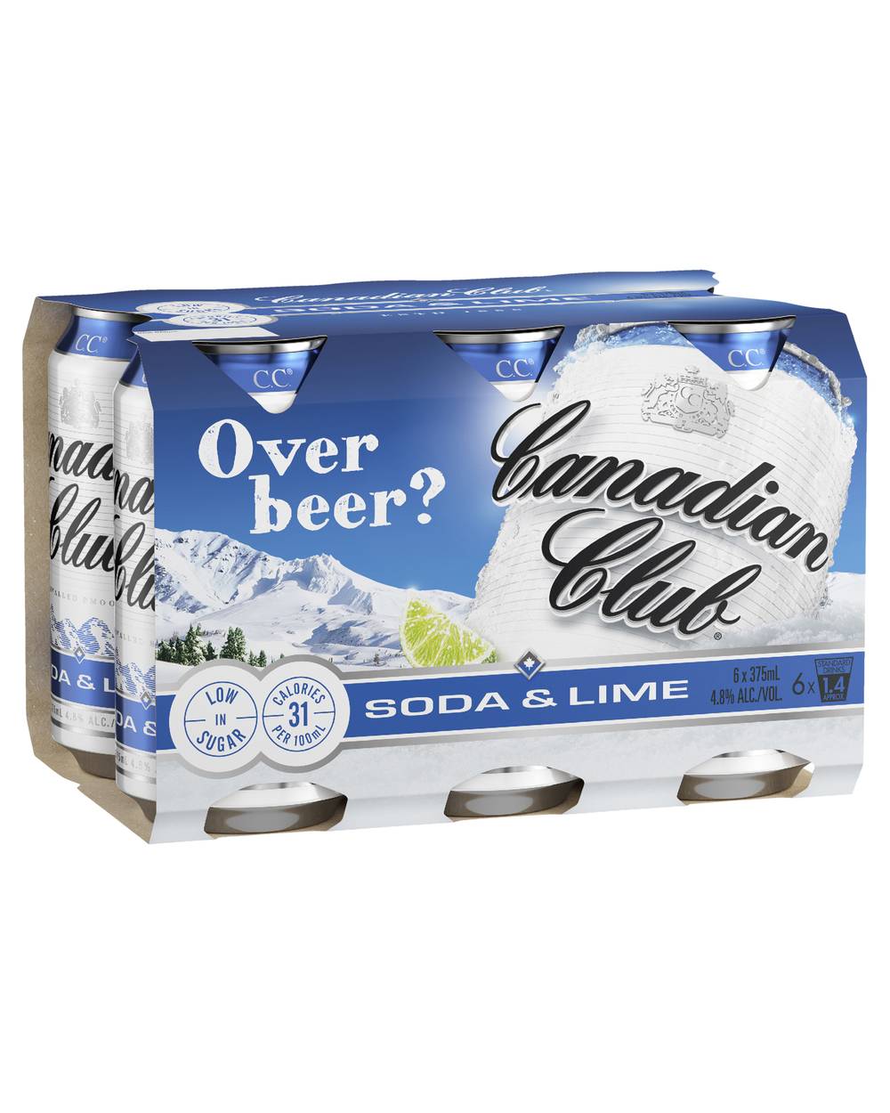 Canadian Club Soda & Lime Cans 6x375mL