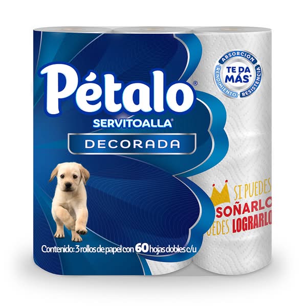 Pétalo · Servitoalla decorada rollo de papel con hojas dobles (3 un)