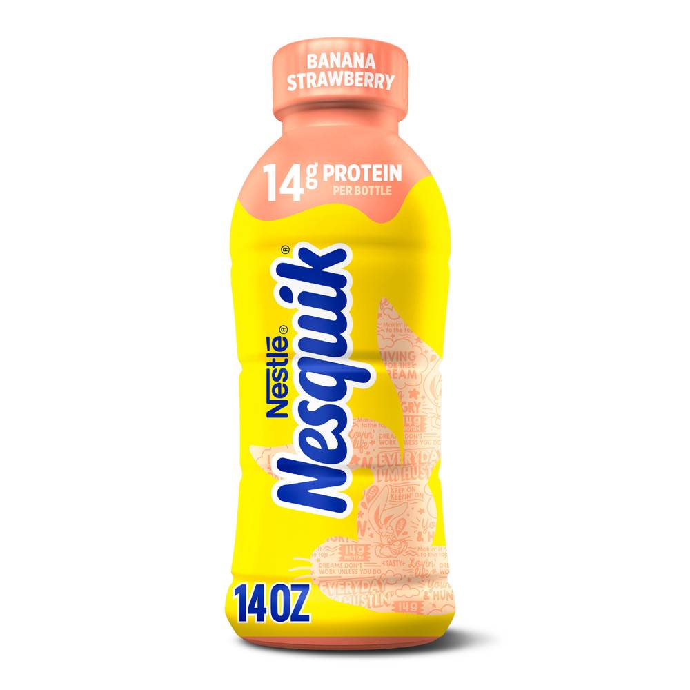 Nesquik Lowfat Milk Bottle, Banana-Strawberry (14 fl oz)