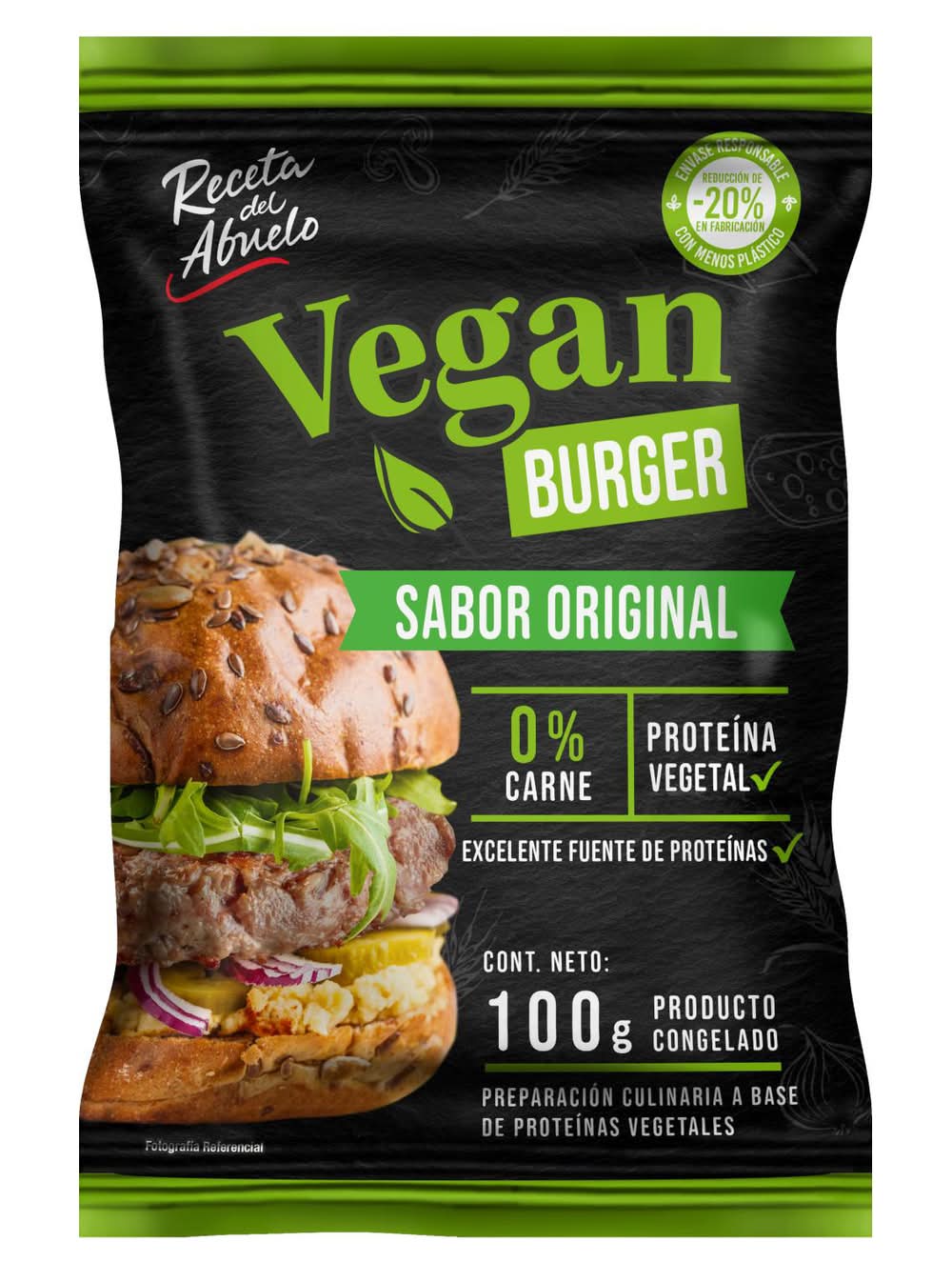 PF Alimentos · Receta del abuelo hamburguesa vegana original congelada (100 g)