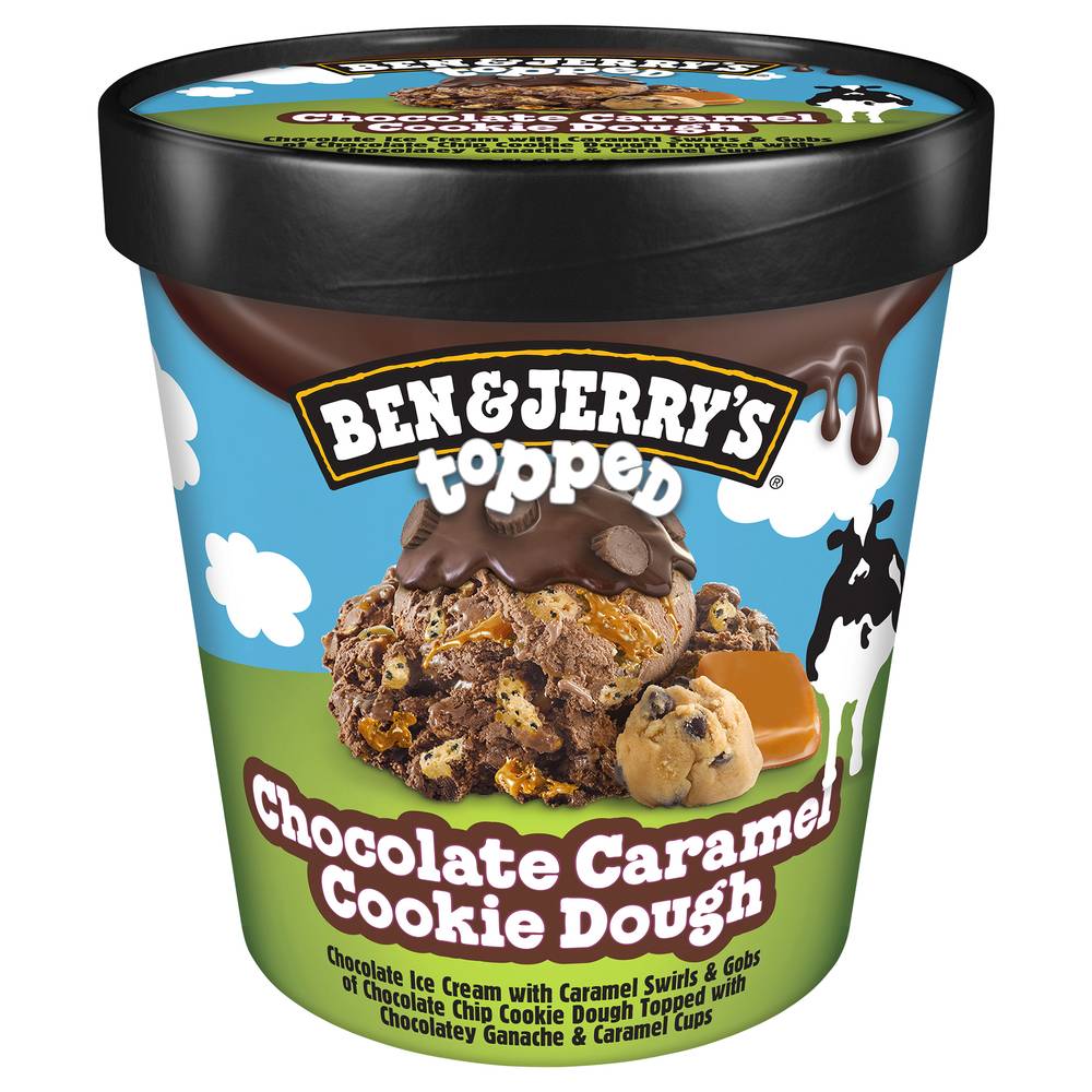 Ben & Jerry's Topped Cookie Dough Ice Cream, Chocolate-Caramel (15.2 fl oz)