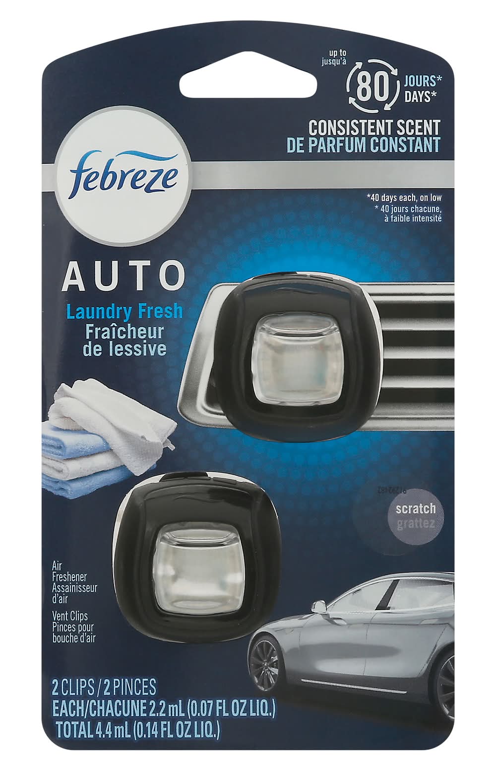 Febreze Auto Vent Clips Laundry Fresh Air Freshener (4.4 ml, 2 ct)