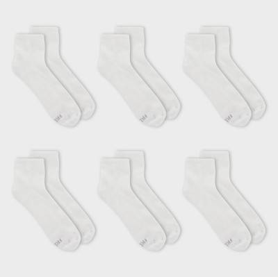 Fruit of the Loom Extended Size Cushioned Ankle Socks, Women, S, White (6 ct)
