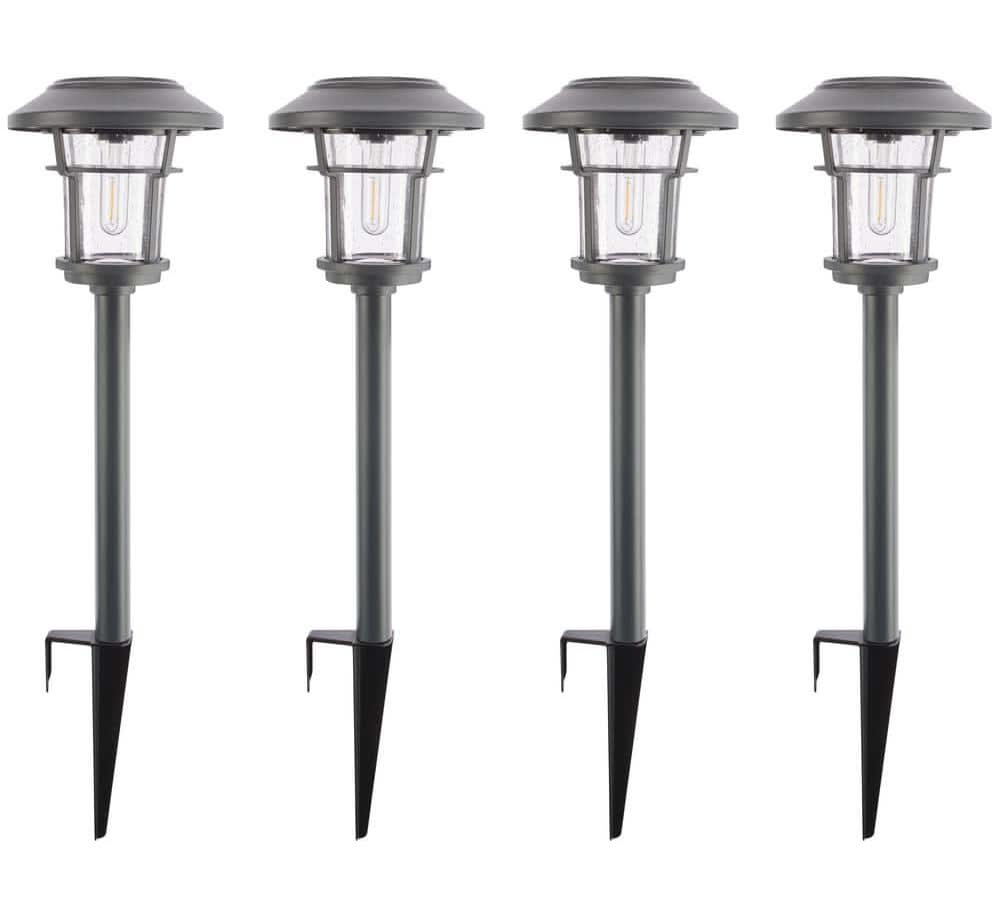 Home Decorators Collection Palmdale 20 Lumen Gray Led Weather Resistant Outdoor Solar Path Light With Glass Lens (4-Pack)