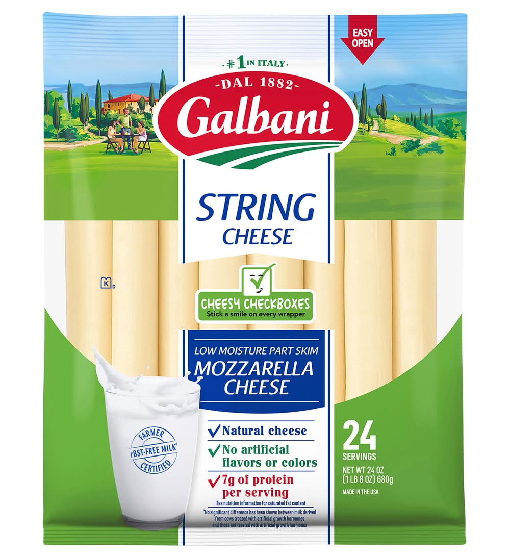Galbani Low Moisture Part Skim Mozzarella String Cheese (24 oz, 24 ct)
