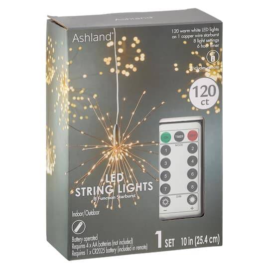 120Ct. Warm White Led Copper String Lights Starburst By Ashland