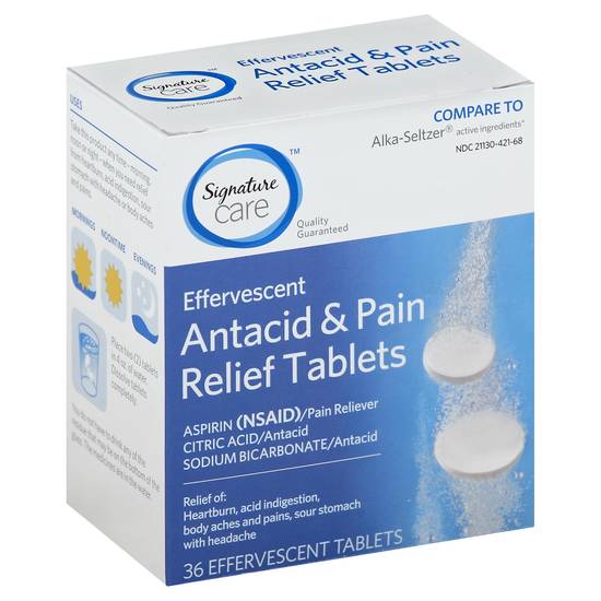 Signature Care Antacid & Pain Effervescent Relief Tablets (36 ct)