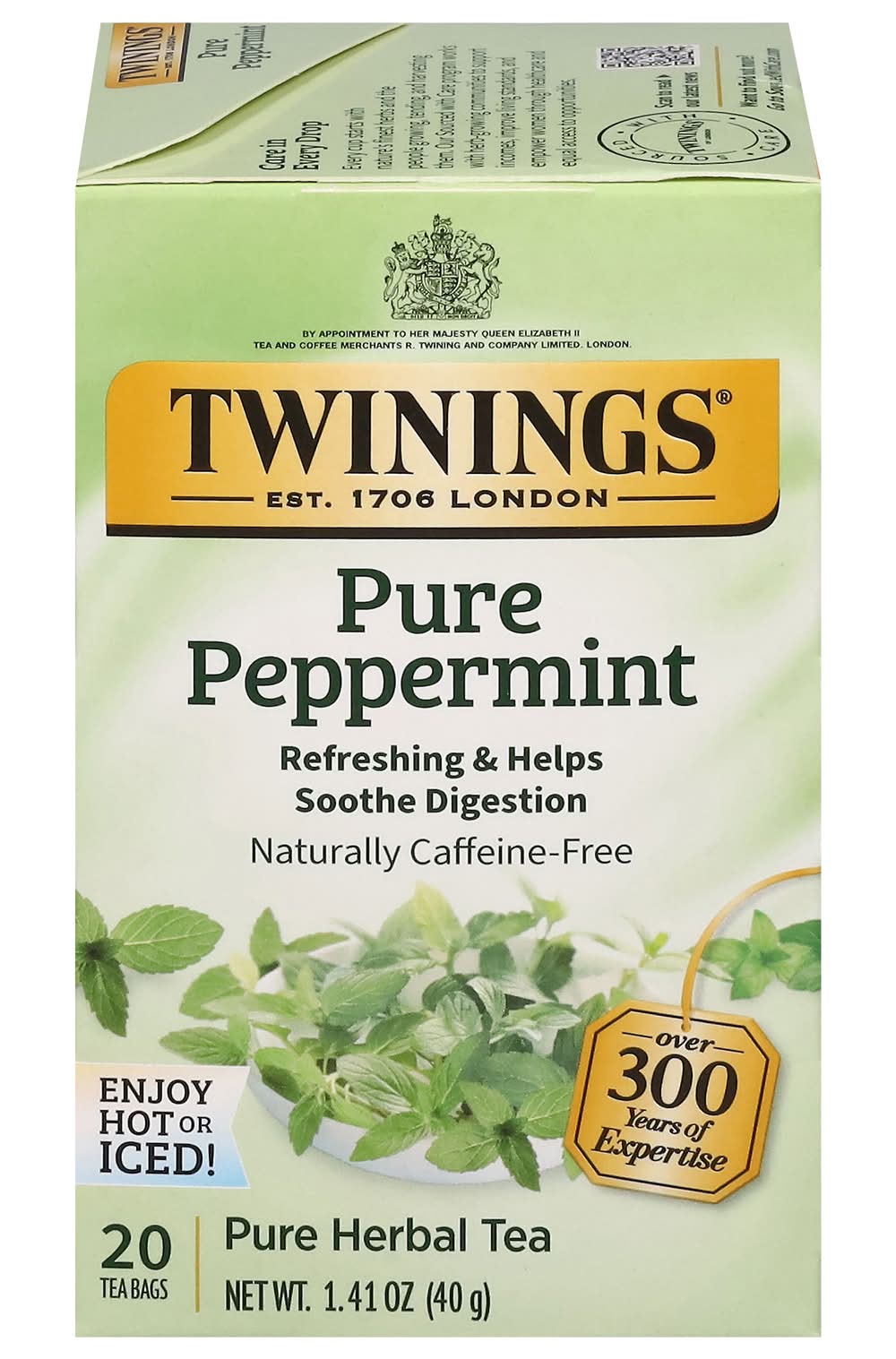 Twinings Herbal Tea Bags, Pure Peppermint (1.41 oz, 20 ct)