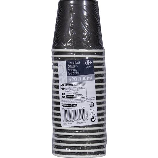 Gobelet noir 10 cl CARREFOUR HOME - les 20 gobelets