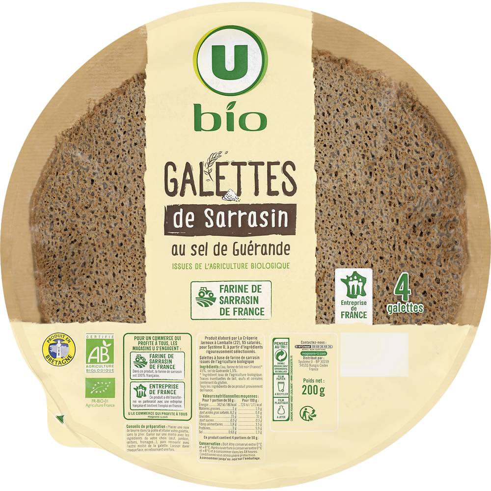 U Bio - Galettes de sarrasin (4 pièces )