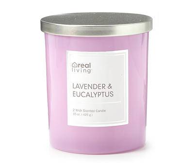 Lavender & Eucalyptus Purple Colored Glass Jar Candle, 15 oz.