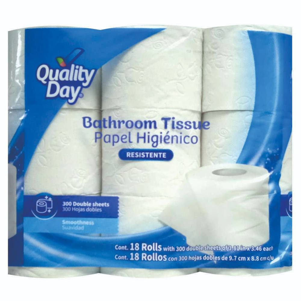 Quality day papel higiénico resistente (18 rollos)