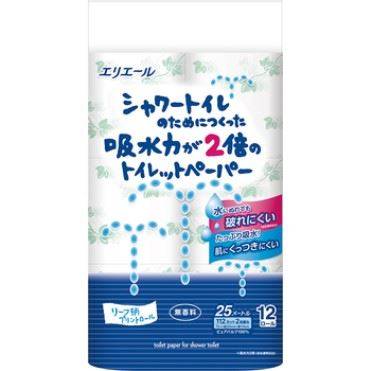 大王製紙 エリエール シャワートイレ トイレットペーパー 無香料 ダブル 25m×12ロール4902011821734