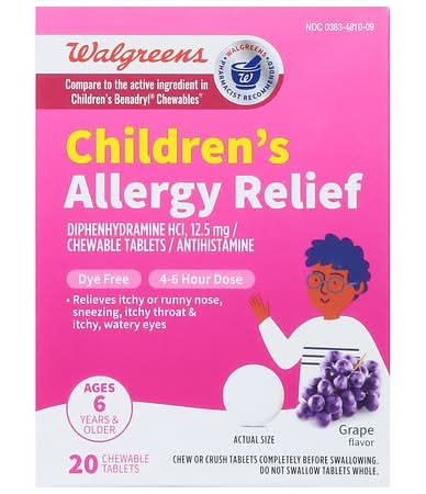 Walgreens Wal-Dryl Children's Allergy Dye-Free Grape Chewables Tablets