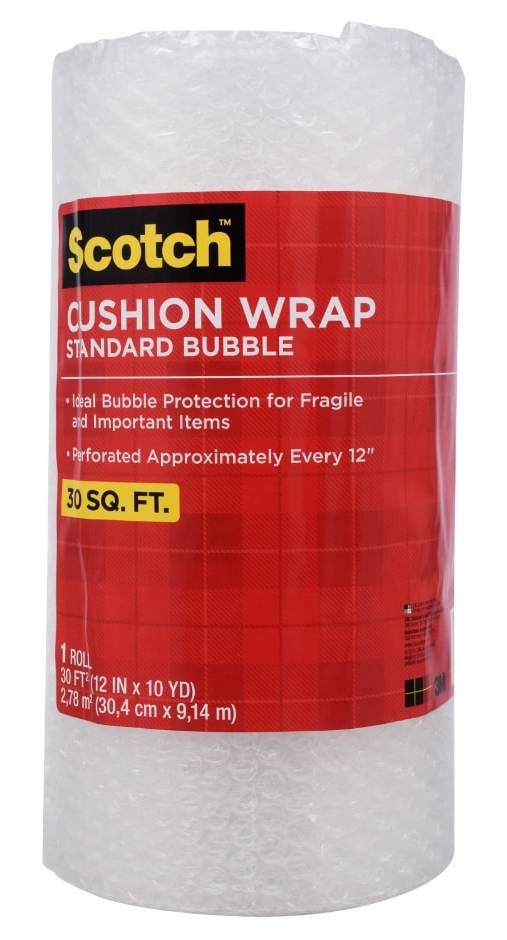 Scotch Standard Bubble Cushion Wrap, 12 in x 30 ft, Clear
