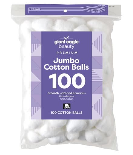 Giant Eagle Premium Cotton Balls, Jumbo, White (100 ct)