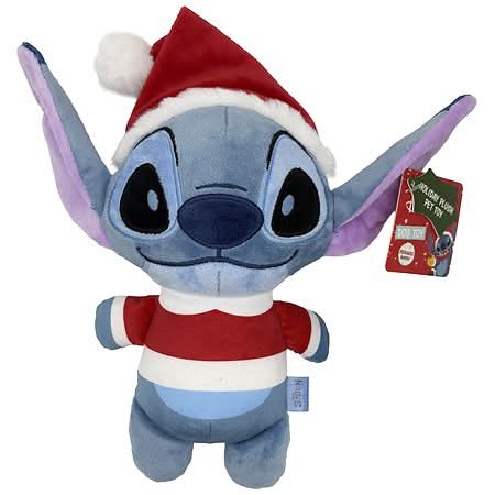 Disney Stitch Santa Plush Dog Toy With Squeaker, 10 in