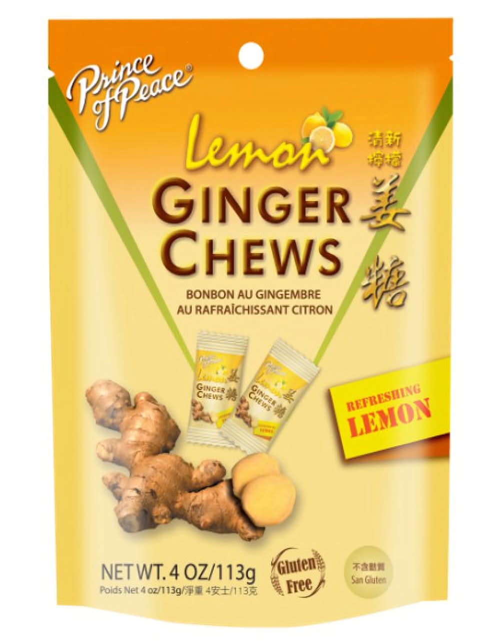 Prince Of Peace Ginger/Lemon Chewy Candy 4 Oz