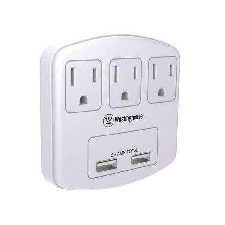 Westinghouse 3-outlet wall tap usb adapter - 3-outlet wall tap usb adapter