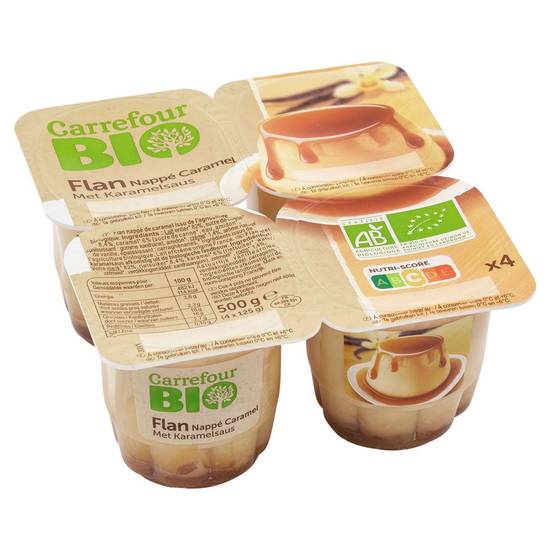 Carrefour Bio Flan Nappé Caramel 4 x 125 g