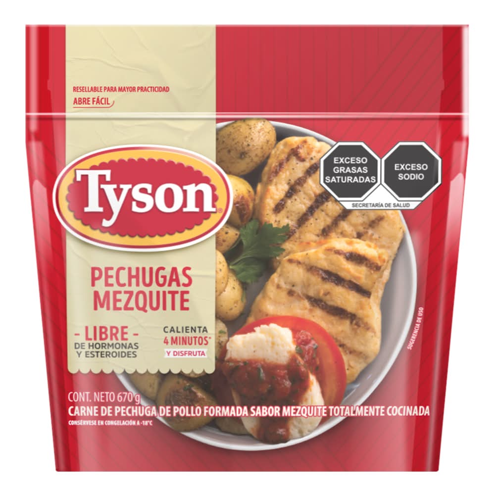 Tyson · Pechugas de pollo formadas, cocidas y congeladas, mezquite (670 g)
