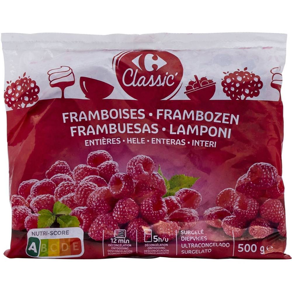 Framboises entières CARREFOUR CLASSIC' - le paquet de 500g