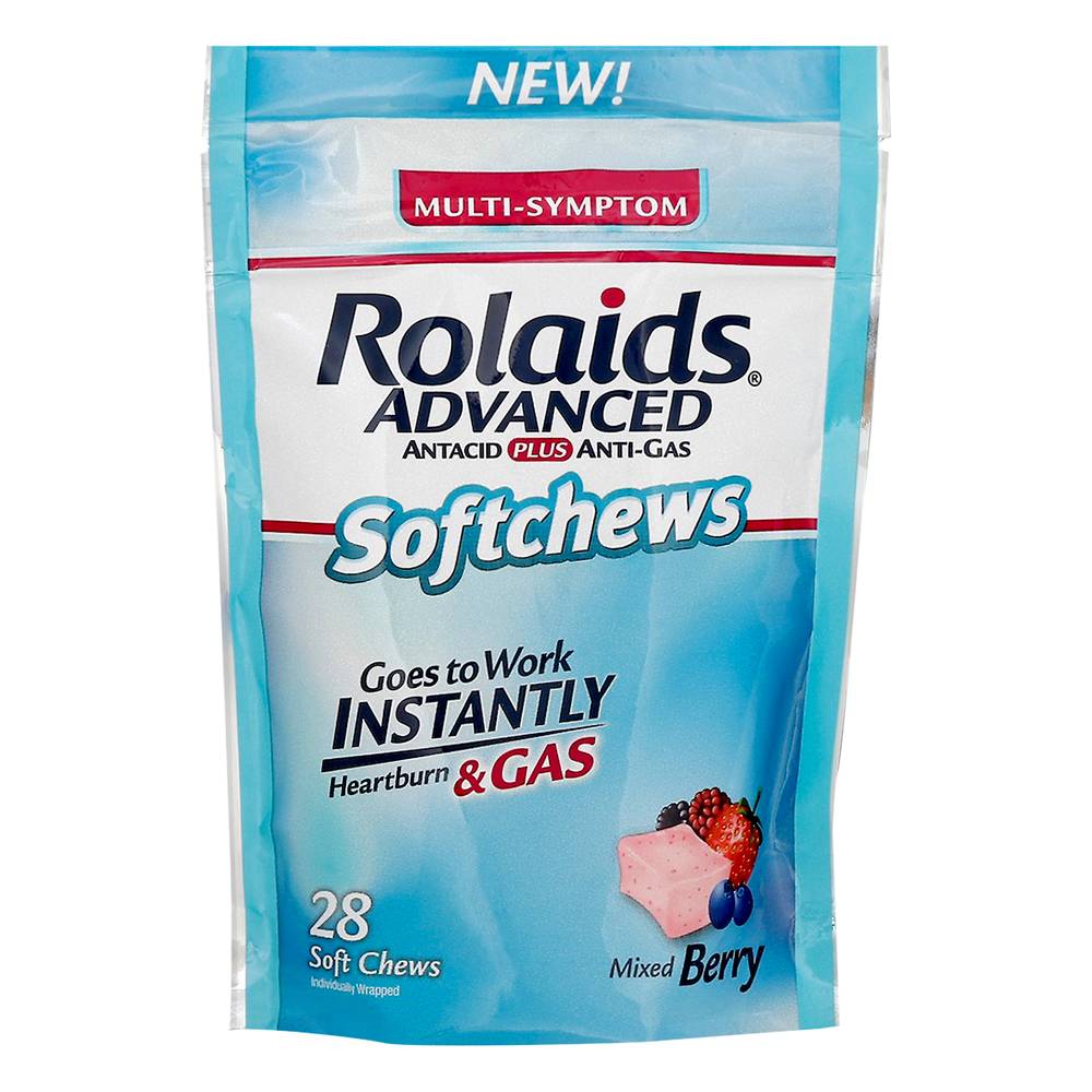 Rolaids Antacid and Anti-Gas Soft Chews, Mixed Berry (5.3 oz, 28 ct)