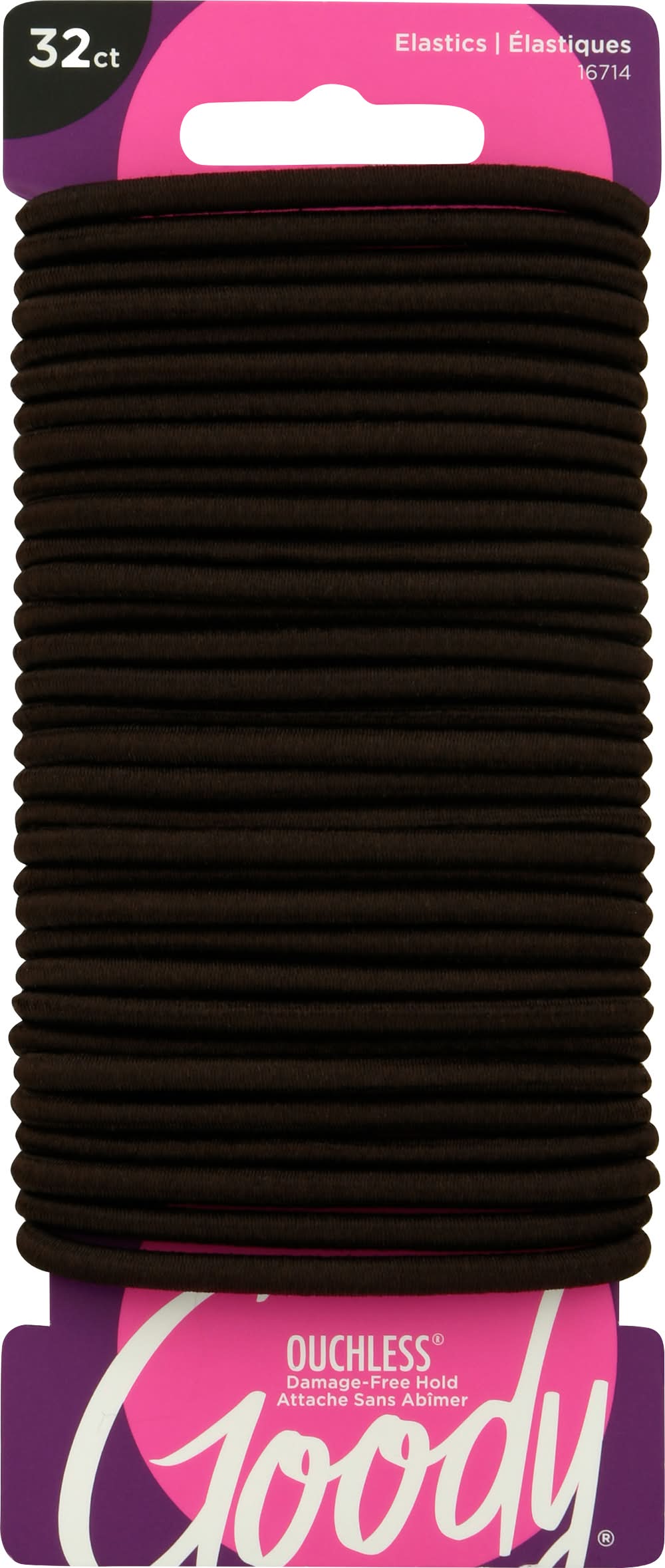 Goody Ouchless Damage-Free Hold Elastics, Black (3.2 oz, 32 ct)