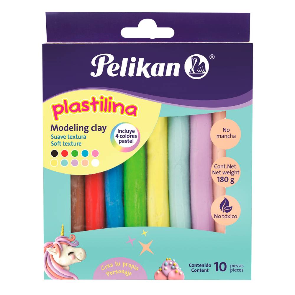 Pelikan plastilina colores pastel (caja 10 piezas)