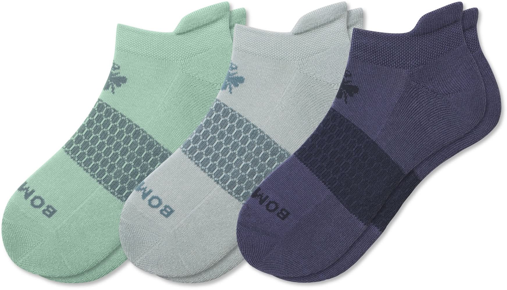 Bombas Adult Solid Ankle Socks - 3 Pack (Misty Sky Mix, L)