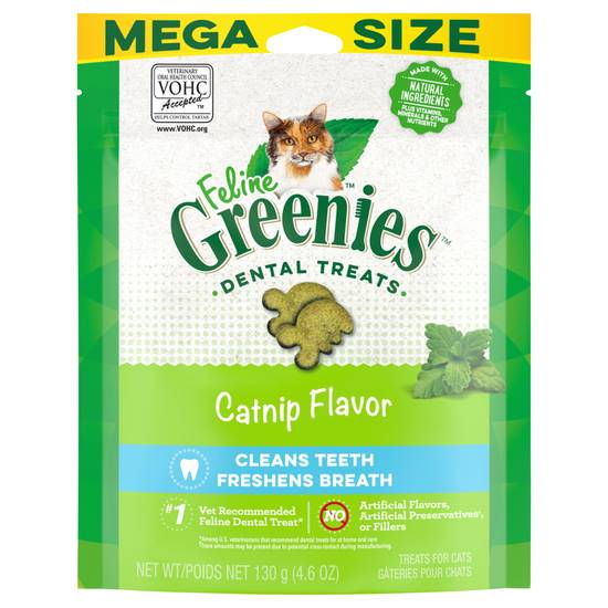 Greenies Feline Adult Dental Cat Treats, Catnip Flavor (4.6 oz. pouch)