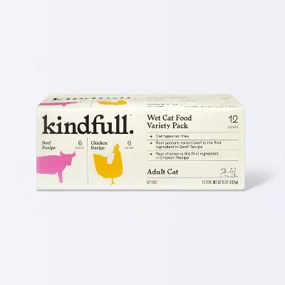 Kindfull Chicken and Beef Pate Variety pack Wet Cat Food (12 x 3 oz)