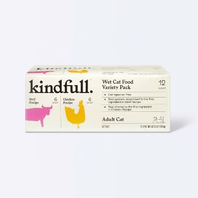 Kindfull Chicken and Beef Pate Variety pack Wet Cat Food (12 x 3 oz)