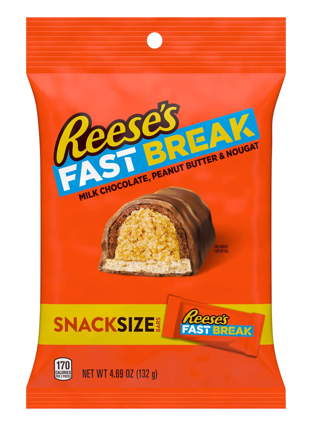 Reese's Fast Break Snack Size Bars, Milk Chocolate-Peanut Butter-Nougat (4.69 oz)