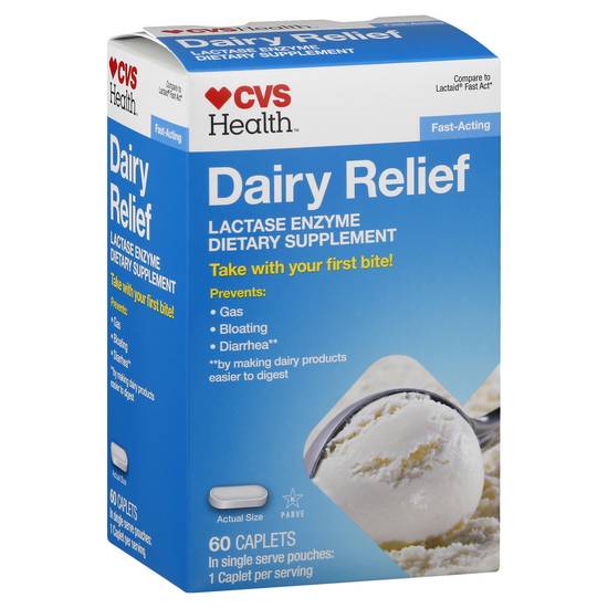 Cvs Health Dairy Relief Lactase Enzyme Dietary Supplement Caplets