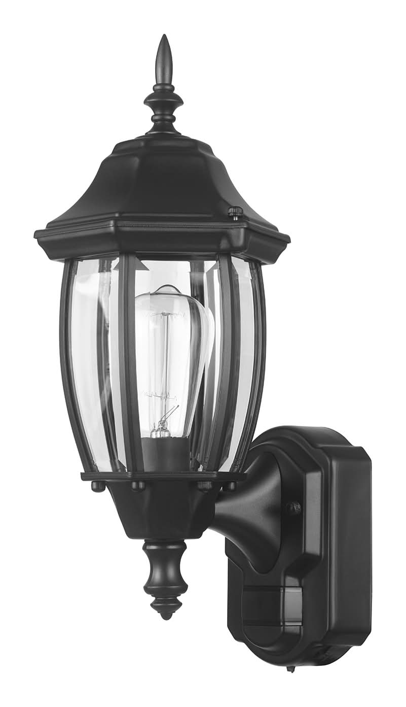 allen + roth Alexandria 1 -Light 17.5-in H Black Hardwired Motion Sensor Outdoor Wall Light