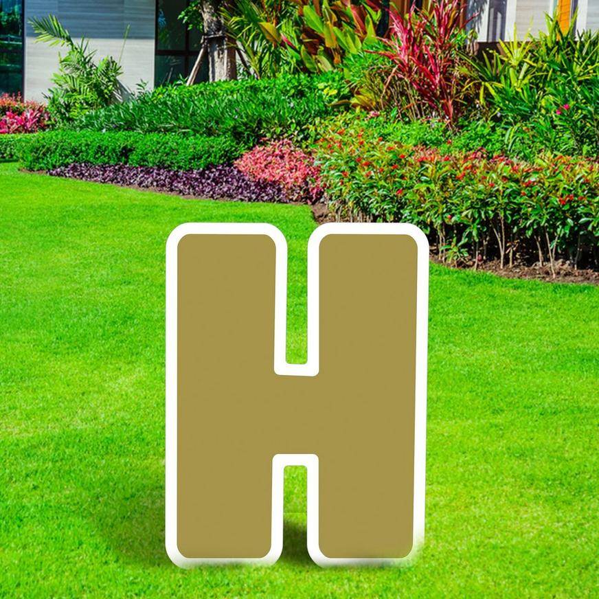 Gold Letter (H) Corrugated Plastic Yard Sign, 24in