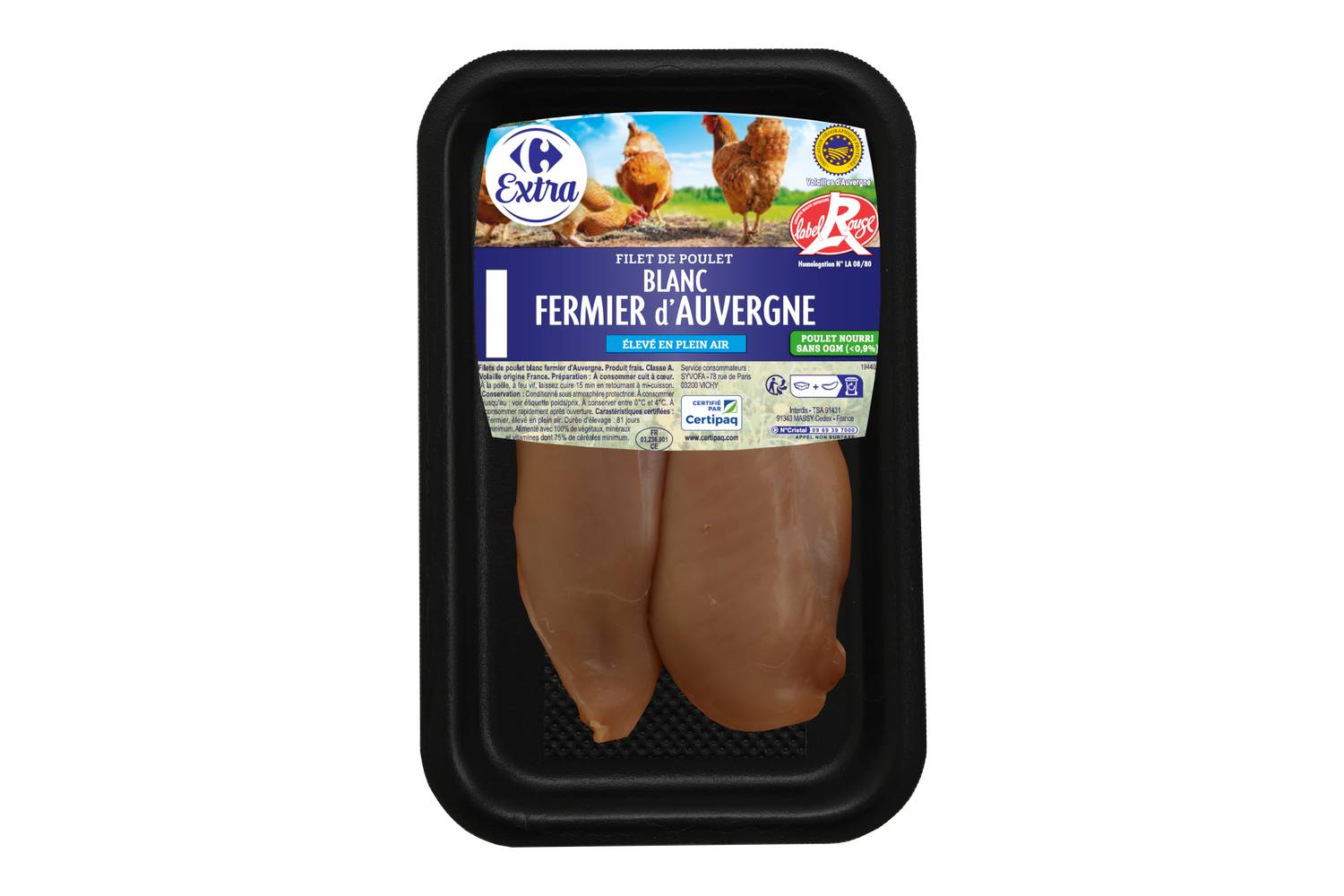 Carrefour - Filet de poulet blanc d'auvergne label rouge (2 pièces)