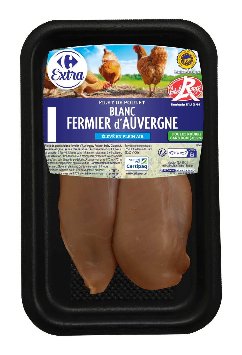 Carrefour - Filet de poulet blanc d'auvergne label rouge (400g)