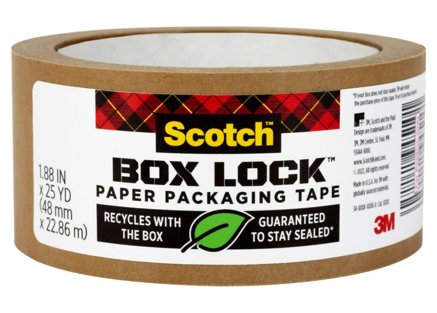 Scotch Box Lock 1.88 In. W X 25 Yd L Paper Tape