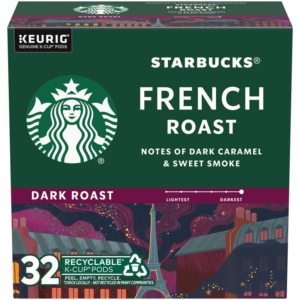 Starbucks French Dark Roast Ground Coffee K-Cup Pods (13.5 oz, 32 ct)