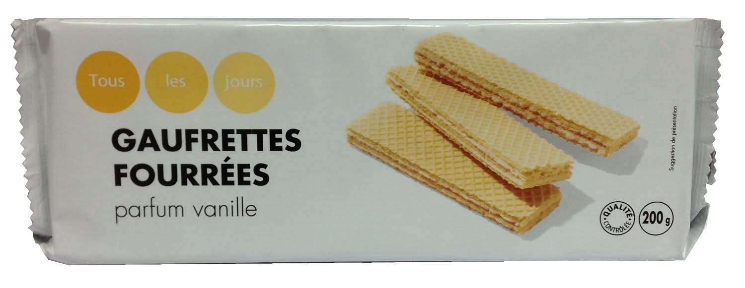 Tous Les Jours - Gaufrettes fourrées parfum vanille, vanille (200g)