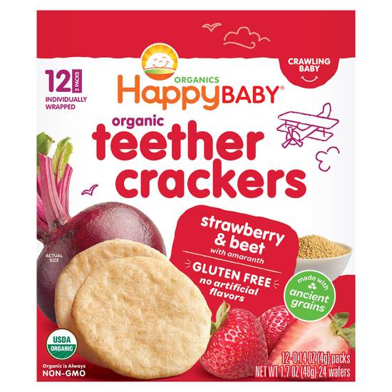 Happy Baby Organic Teether Crackers, (12 ct)