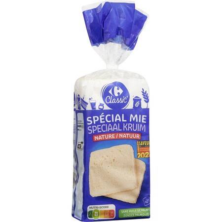 Pain de mie nature sans croûte CARREFOUR CLASSIC' - le paquet de 21 tranches - 500g