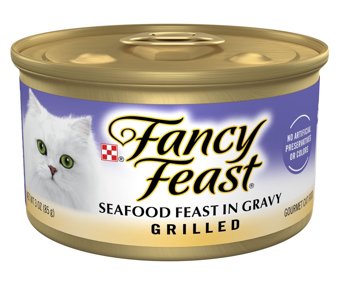 Purina Fancy Feast Gravy Grilled Wet Cat Food, Seafood (3 oz)