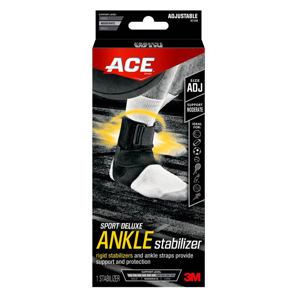 Ace 3m Adjustable Sport Deluxe Ankle Stabilizer, Black