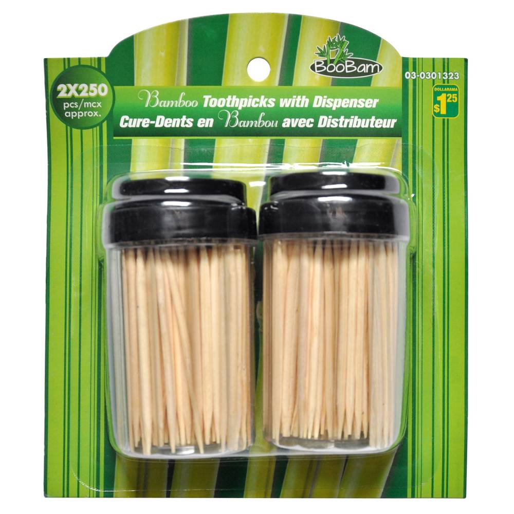 Boobam Bamboo Toothpicks With Dispensers