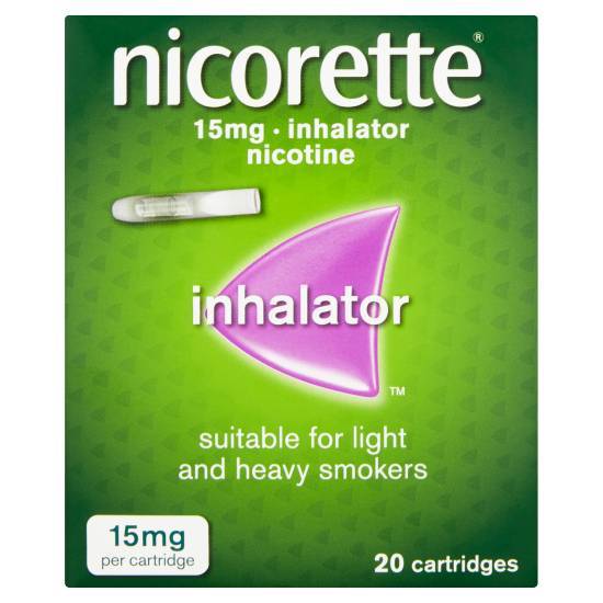 Nicorette 15mg Inhalator Nicotine Cartridges Stop Smoking Aid (20 ct)