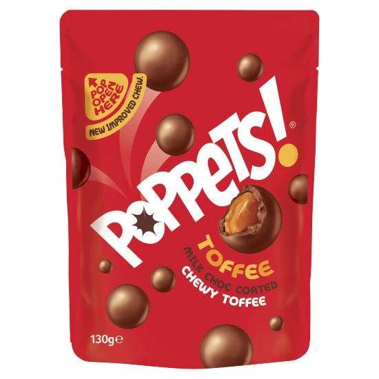 Poppets Toffee Milk Choc Coated Chewy Toffee 130g